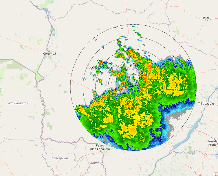 BandaSperling's tweet photo. Um grande sistema convectivo é observado sobre o estado do MS. Este tipo de sistema meteorológico é ideal para amenizar a situação de seca pois atuam por várias horas seguidas com precipitação fraca a moderada e alguns momentos taxa de chuva forte, com descargas elétricas. https://t.co/ULOaHuWewb