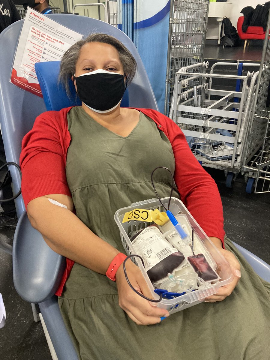 I’ve been a🩸 donor all of my adult life but never able to donate due to anemia. Today my iron was perfect so 1st donation down, many to come, & happy it was at the #BondedByBlood campaign @Sicklekan_ @acltcharity @UnsickleMyCells #TheRichardOkorogheyeFoundation @GiveBloodNHS