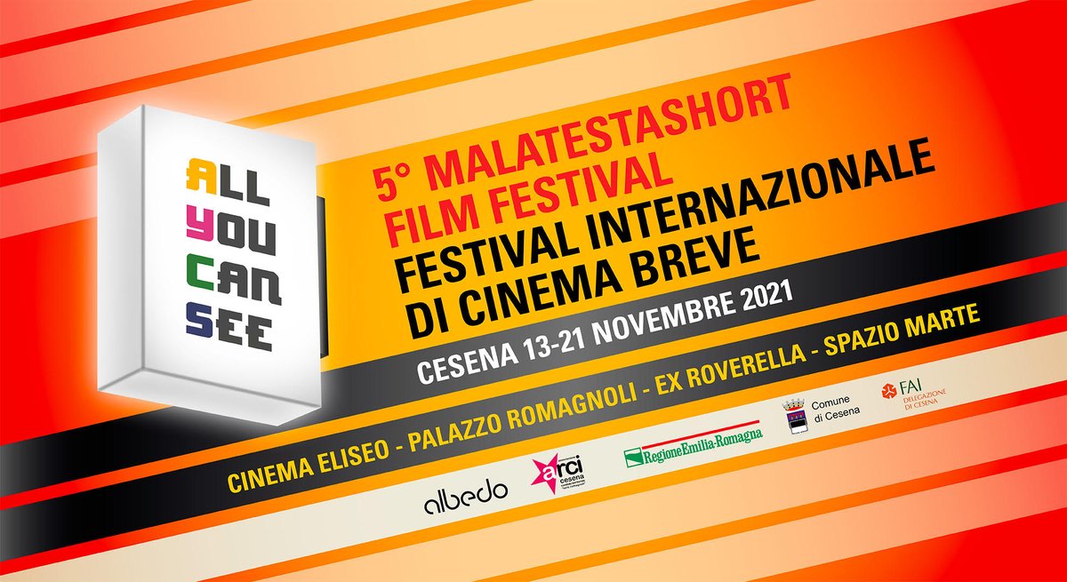5^ edizione del  #MalatestaShortFilmFestival ALL YOU CAN SEE! 13-21 Novembre 2021
🎥 cortometraggi da tutto il mondo in  #Concorso Internazionale
Info: bit.ly/3FybSCp
#MSFF2021 #shortfilmfestival #shortfilm #shortfilms #FilmFestival #Cinema #cortometraggio