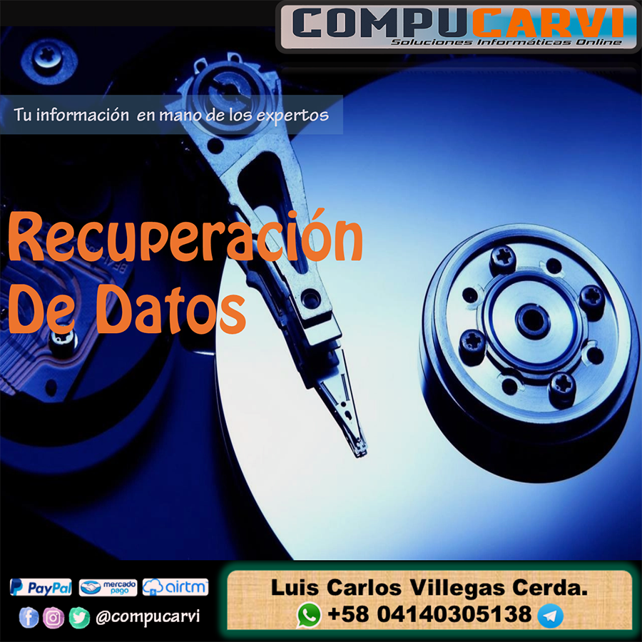 Compucarvi's tweet photo. La pérdida de datos para un particular o una empresa puede ser uno de los mayores problemas a los que pueda enfrentarse. En #Compucarvi poseemos los especialistas y equipos de primera línea para solventar ese problema. #RecuperacionDeDatos #Datos #Virus #DiscoDuro https://t.co/uz6dSruy9B