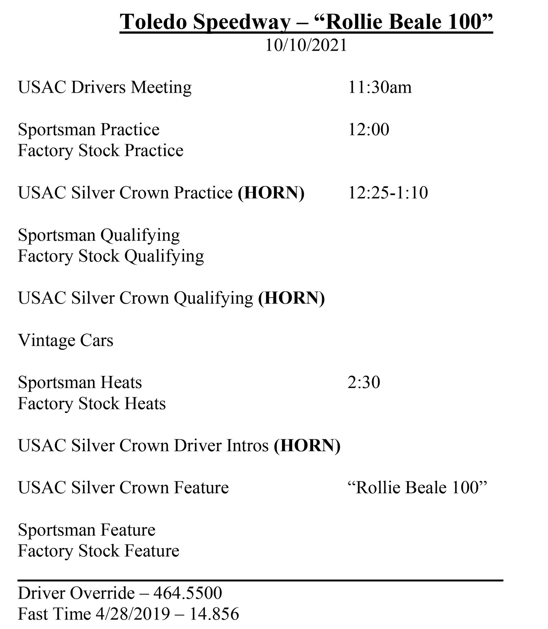 USAC Racing on Twitter "racefanwilliam ToledoSpeedway https//t.co