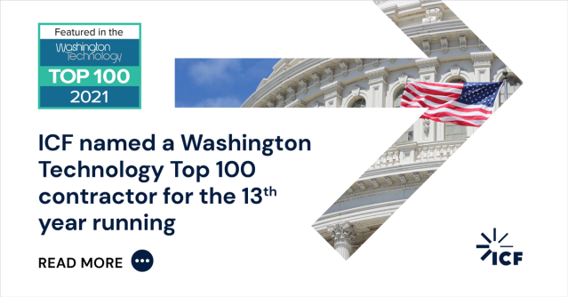 marcialiu2005's tweet photo. Great to see @ICF make it 13 in a row on @washtechnology's list of top 100 government contractors! https://t.co/1iHlC9s6u2 https://t.co/JQukdhzrHk