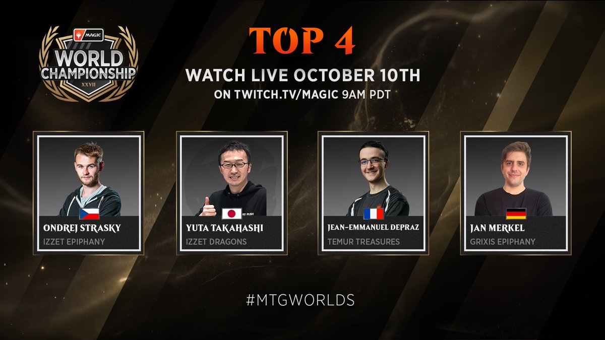 マジック ザ ギャザリング Mtgworlds Day3日本語生放送を開始しました 本日の出演陣は 石川朋彦 Katuobusi717 ブルナー実久 Mksnake007 八十岡翔太 Yaya3 行弘賢 Death Snow の4名でお送りいたします Twitch