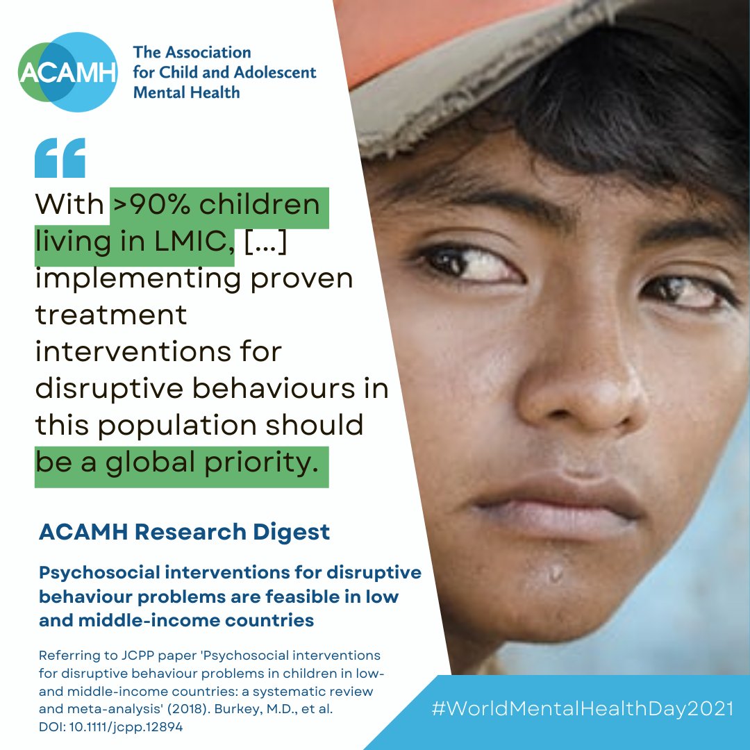 'Psychosocial interventions for disruptive behaviour problems are feasible in low and middle-income countries'
Full research digest: bit.ly/3FrKF4i
#WorldMentalHealthDay2021 #WorldMentalHealthDay #mentalhealth