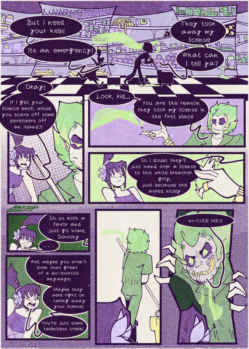 Aaaand here's my second piece for <a href="/unusualproject/">strange&unusual - Leftover Sale Open!</a>'s Beetlejuice fanzine!!

This one was so fun! Tbh after I read the Hawaii scrip I had wanted to rewrite it and make a comic out of it. But I don't have the time, so have a what it could have been of that comic!