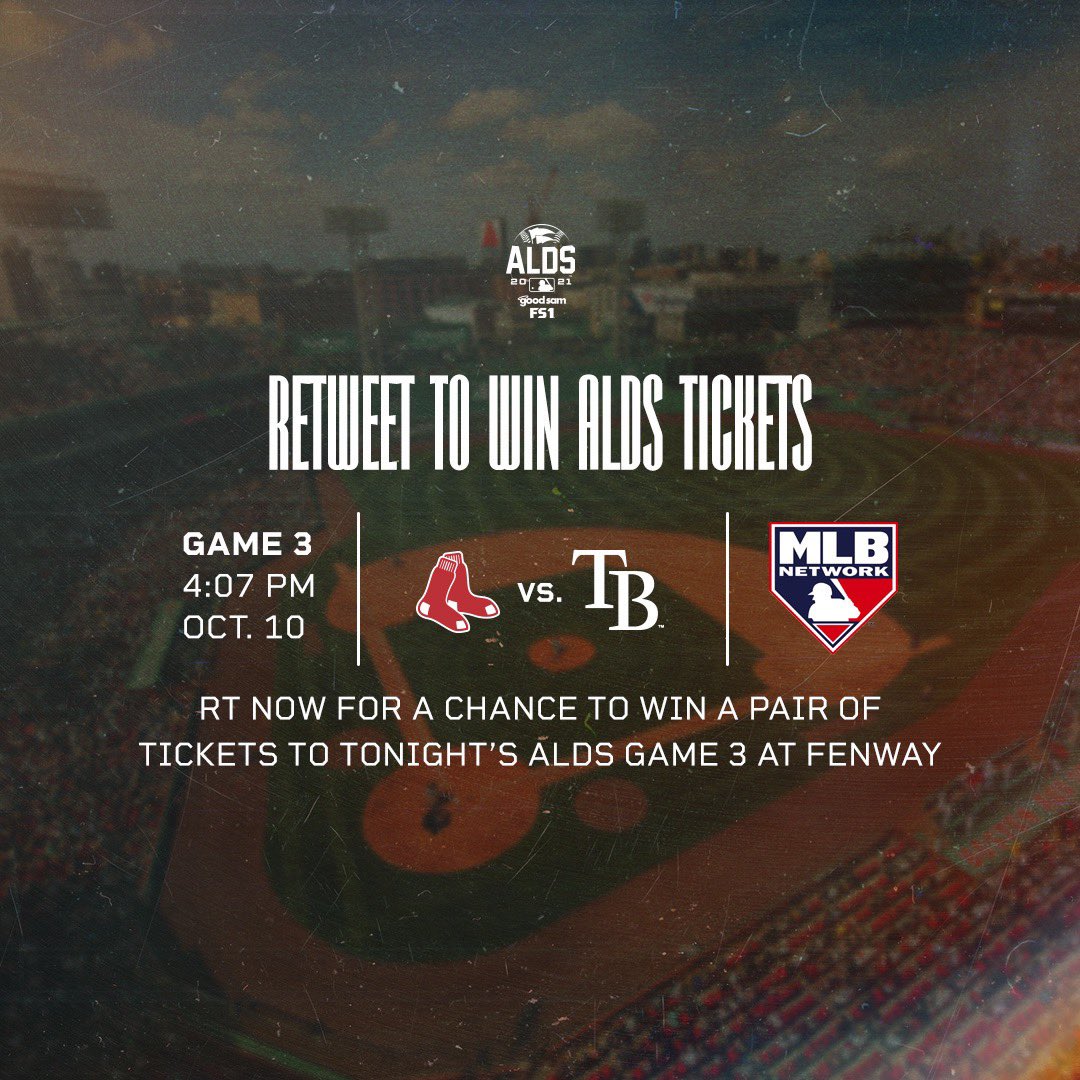 RedSox's tweet image. Your mission, should you choose to accept… 

RT now for a chance to win a pair of tickets to today’s game! 

Sweepstakes ends 12:45pm ET 10/10/21. Official Rules: atmlb.com/3gWVSiM