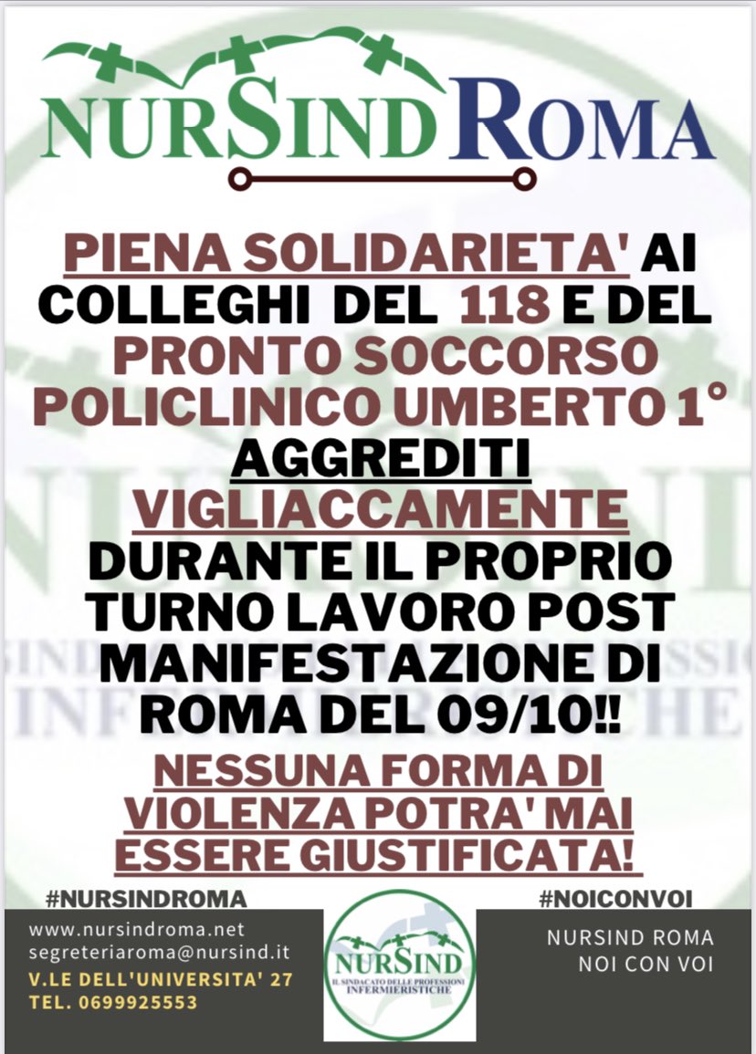 PiccariRaffaele's tweet photo. Basta alle violenze contro gli operatori sanitari!
Nursind Roma Noi con Voi!
#nursindroma #nursindpoliclinico #nursindsancamillo #mename #daje #noiconvoi #COVID  #diritti  #costruiamoituoidiritti  #facciamofuturo  #fuoridalcoro  #nursind https://t.co/3COH2rX7cD