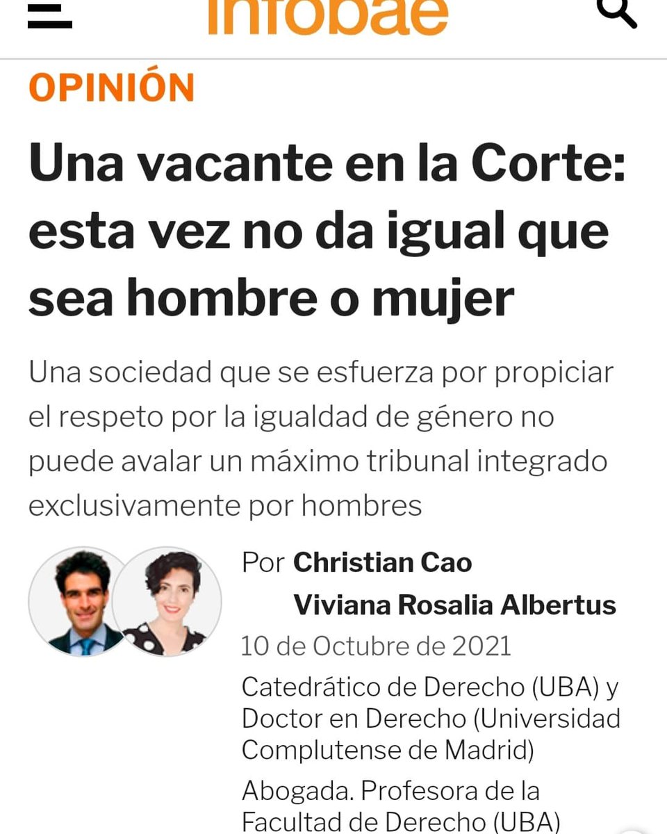 CatedraCao's tweet photo. Una vacante en la Corte. ¿Hombre o mujer? Nota de profes. @ViviAlbertus y @CaoChristian en https://t.co/XNGs6tserh https://t.co/CvWzySnF6m