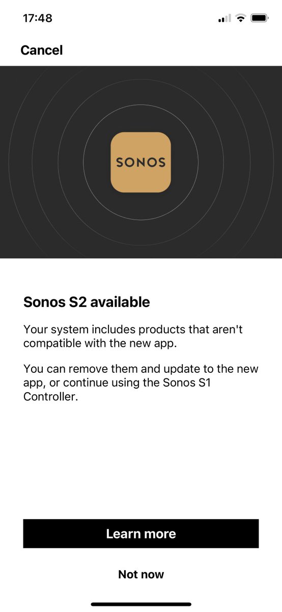 DarrenPowell5's tweet photo. The down side to Sonos. I was going to buy more for my new house but not sure now https://t.co/zmef9eClFs