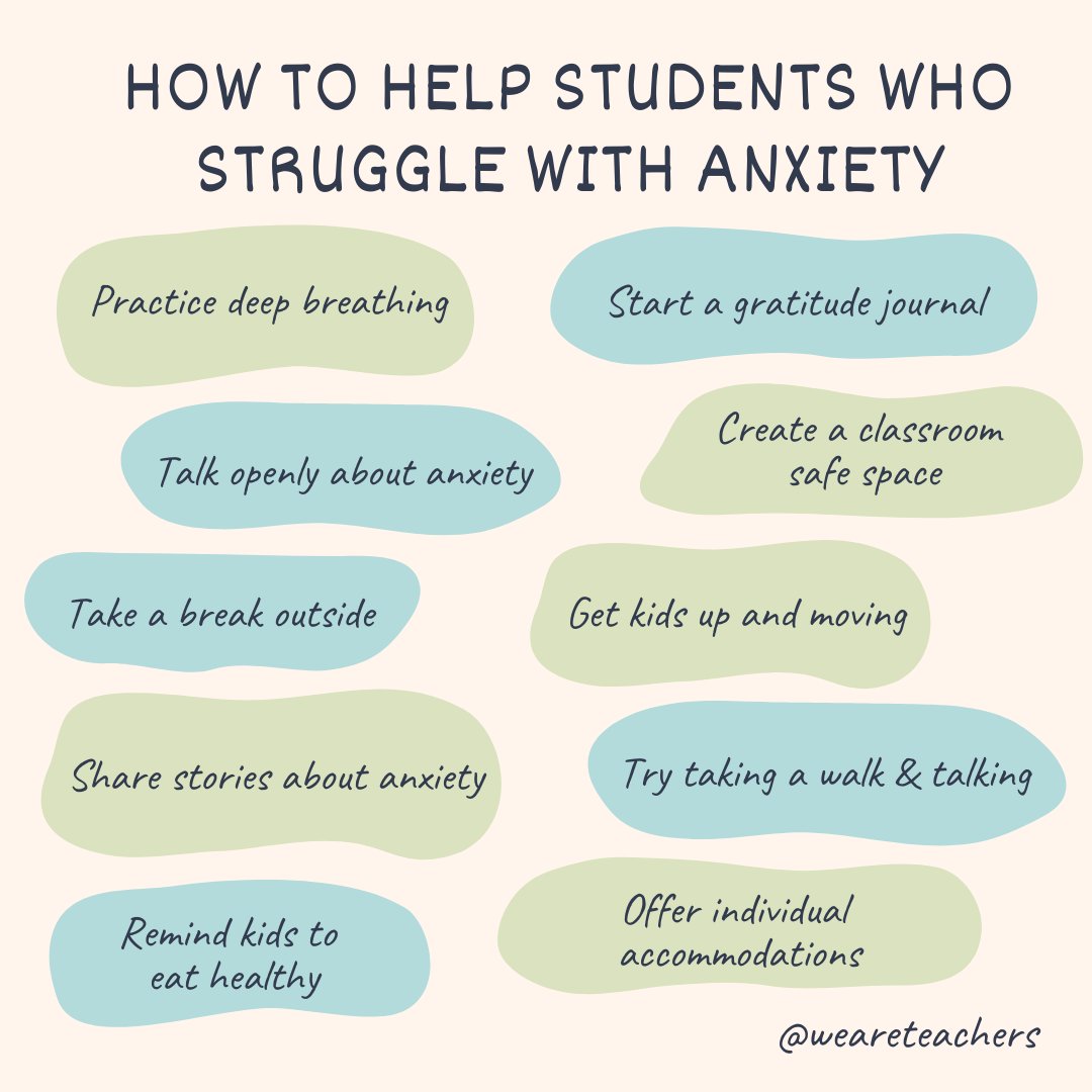 Anxiety can influence classroom performance in students. Phrases like "just relax" or "calm down" aren't entirely helpful. Calm their minds with these actionable ideas.
 
Find more information here ➡️  bit.ly/3lkvEcx