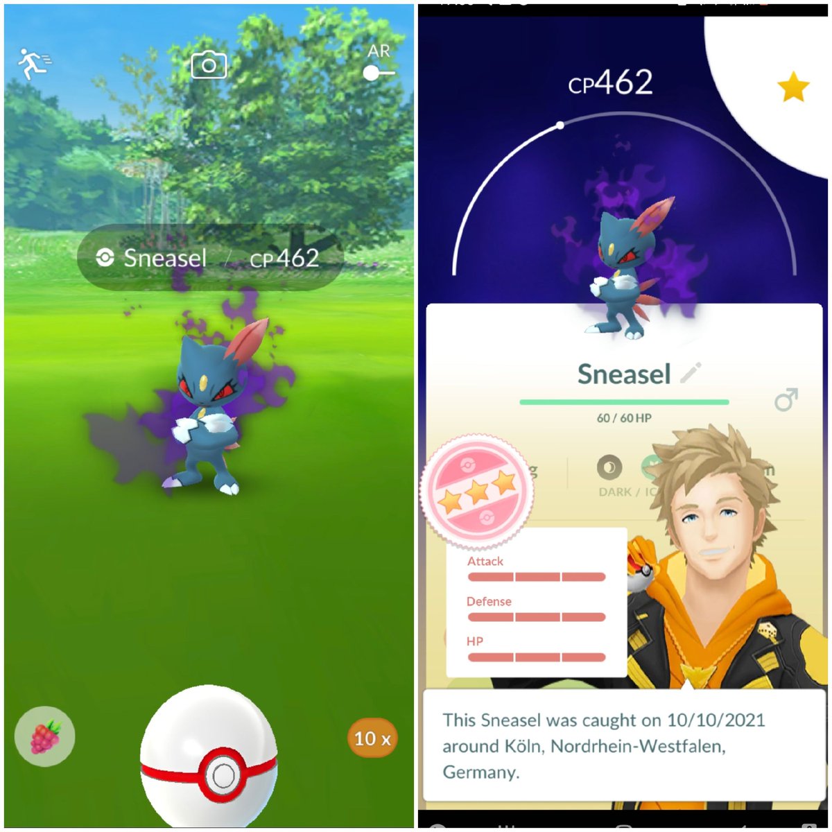 Tim777L's tweet image. OMG😍😍😍😍😍😍!!!
After 1647 Team Rocket's I finally got my first shahundo😂😍. And the best Thing about it is, it is a sneasel💯😍. #hundo #Shadowhundo