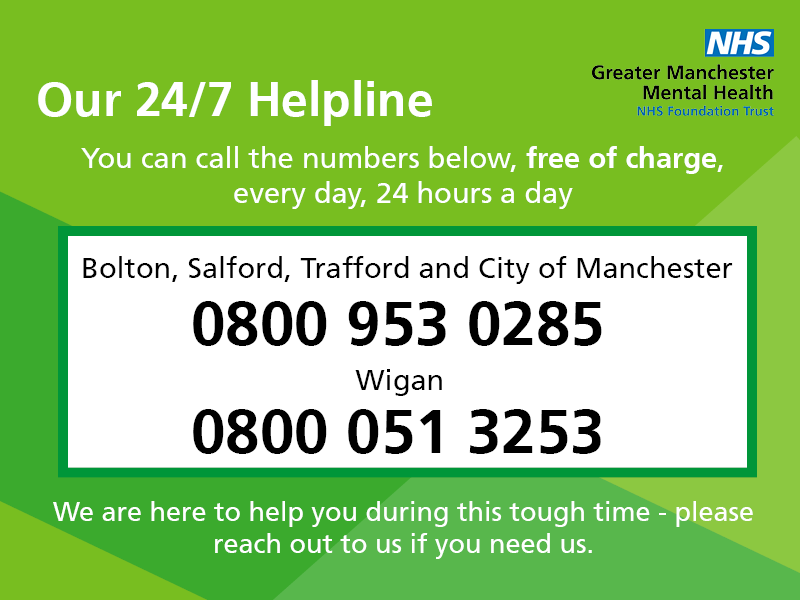 Don't forget that if you are in a mental health crisis, and you need support, you can call our free 24/7 helpline 0800 953 0285, or if you're Wigan, 0800 051 3253. At any time of day or night.
#WorldMentalHealthDay #TogetherGMMH
