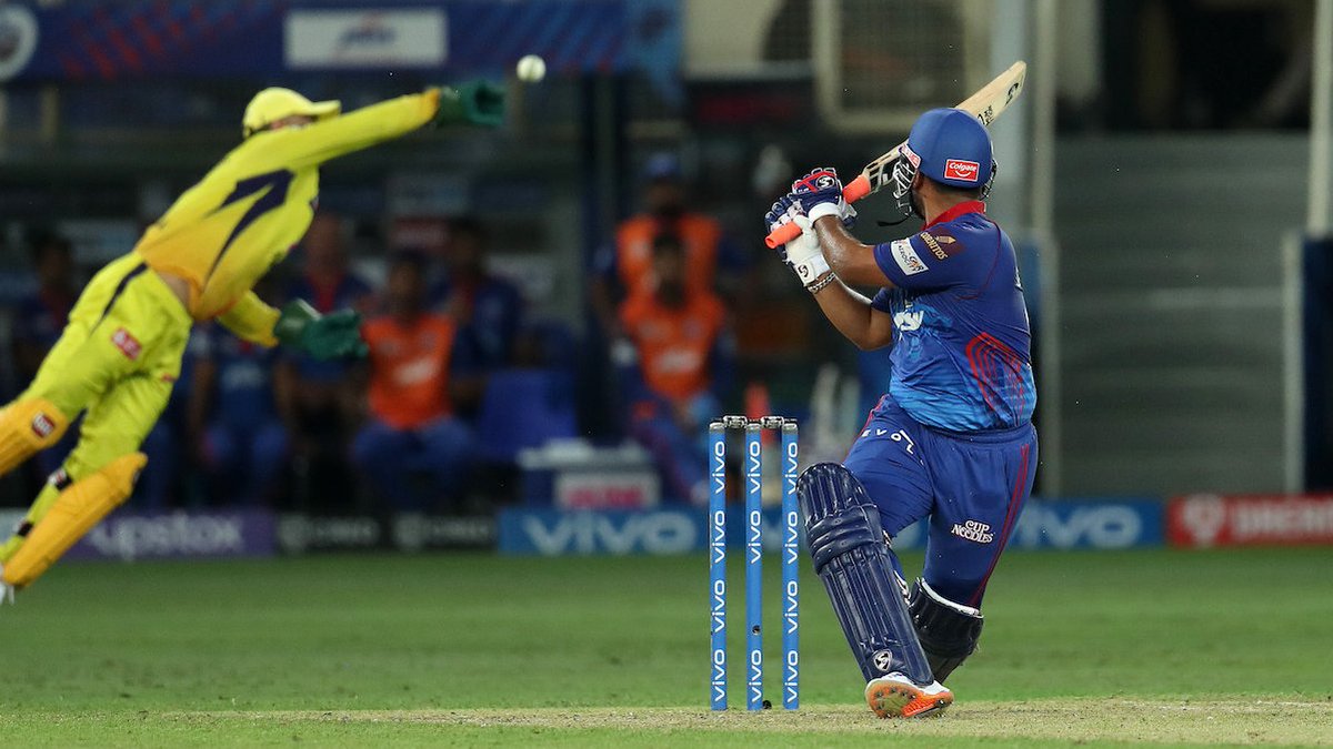 cricinfo's tweet photo. Just Rishabh Pant things 😅

#IPL2021 | #DCvCSK https://t.co/ia7Sc9zWcG