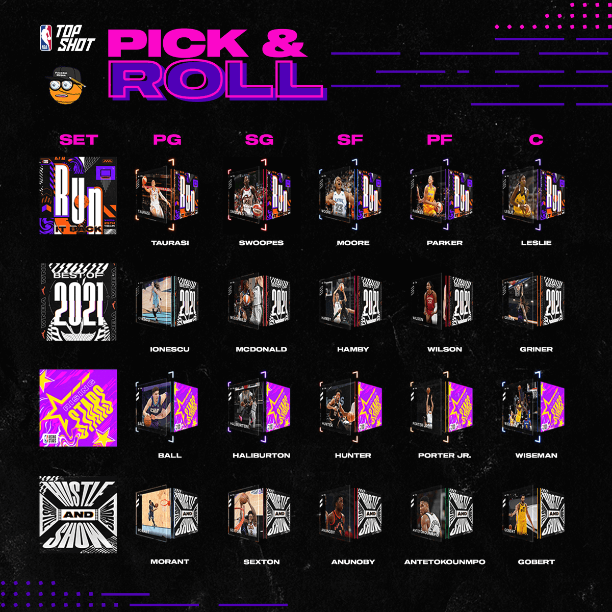 NBATopShot's tweet photo. Which squad are you running with? 🤩

QT with your choice &amp; #WNBATopShotThis or #NBATopShotThis 🔥

Tag a friend and challenge them too ⚡️

🏀@PackripMedia will choose 10 random collectors to get a pack!

The Sets ➡️ https://t.co/rOsv0hdBr6 https://t.co/ehtFBoTRq6