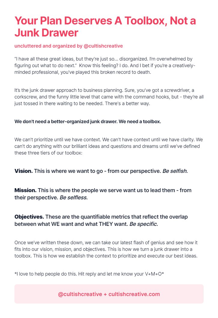 Your Plan Deserves A Toolbox, Not a Junk Drawer