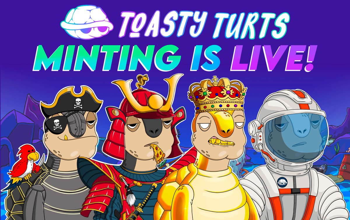 ToastyTurts's tweet photo. MINTING IS LIVE!!!! ONLY MINT FROM OUR OFFICIAL WEBSITE https://t.co/bkzTNKlms9

#NFTs #NFT #cryptocurrency #NFTdrop https://t.co/aGySsX4u3H