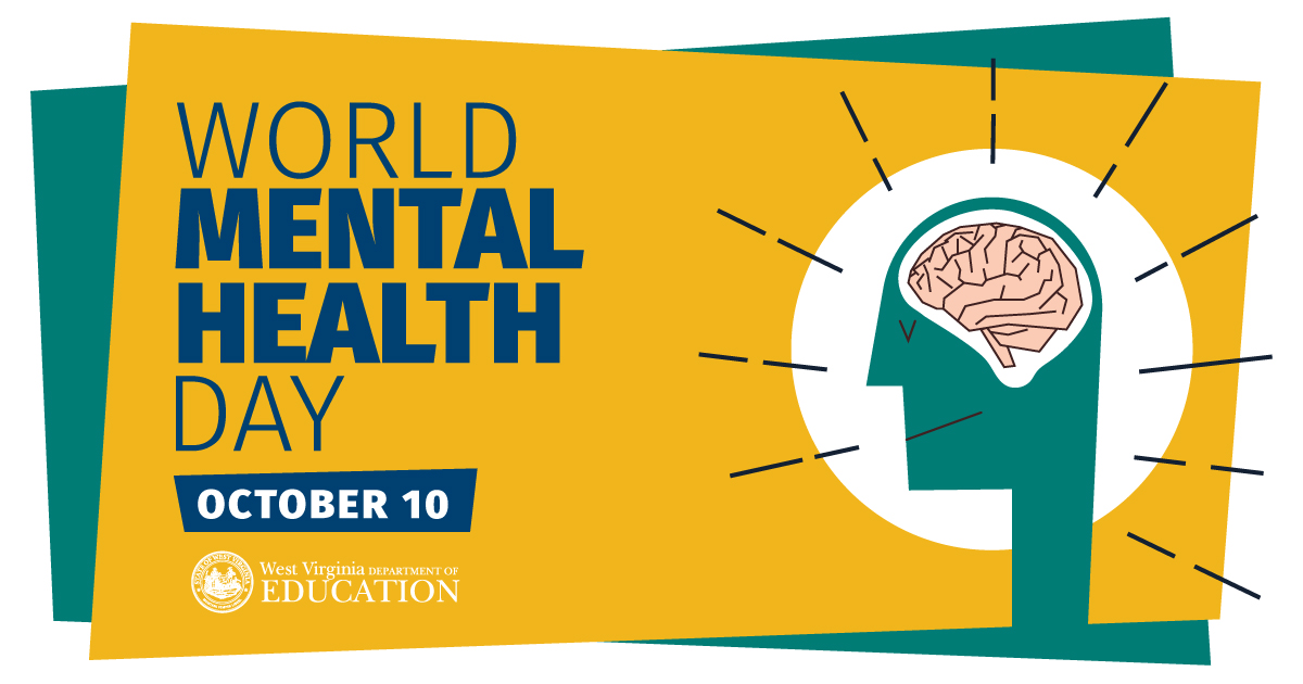 Today we celebrate #WorldMentalHealthDay, which raises awareness and mobilizes efforts to support mental health. Schools play an integral role in identifying and supporting students with mental health and behavioral needs. Learn more: bit.ly/3uW9zEr #WVEd