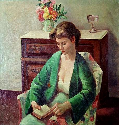 Oktana8's tweet photo. Ann Brockman (1899-1943) 
Girl reading

#withabook https://t.co/FW2zRkeZbt