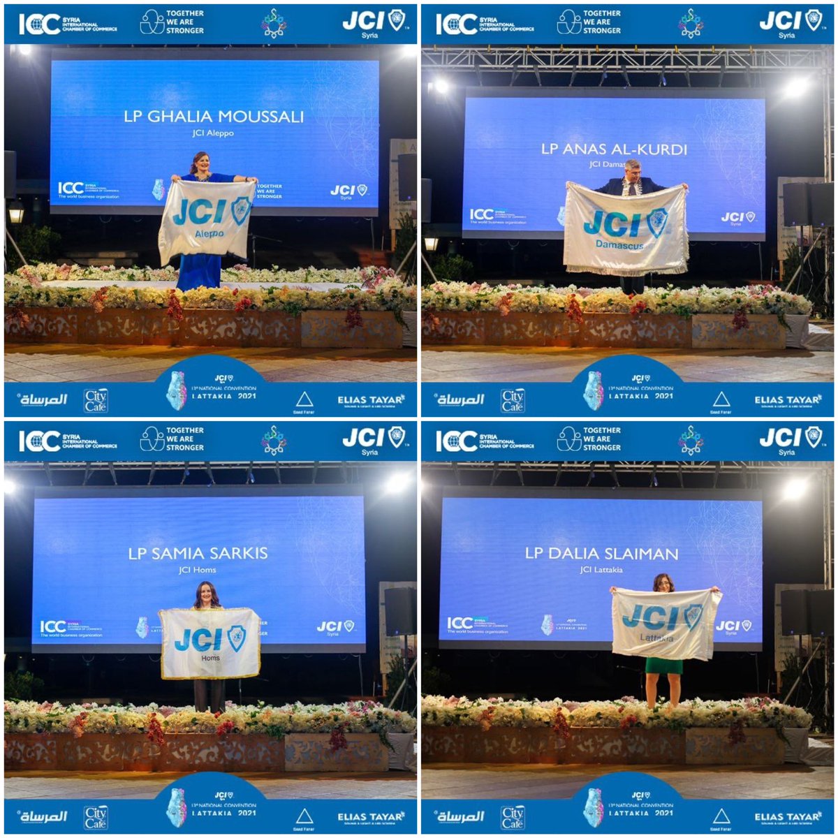 jcisyria's tweet photo. From JCI SYRIA 13th #National_Convention in #Opening_Ceremony with NATIONAL PRESIDENT Dima Zufari and Local Presidents 🎉🎉��
@jcileaders 
#TogetherWeAreStronger
#RiseWithJCI
#JCI
#JCIAleppo
#JCIBanias
#JCIDamascus
#JCIHoms
#JCILattakia
#JCISweida
#JCITartus
#JCIUgarit
#JCIWadi https://t.co/u7fIwsdiTX