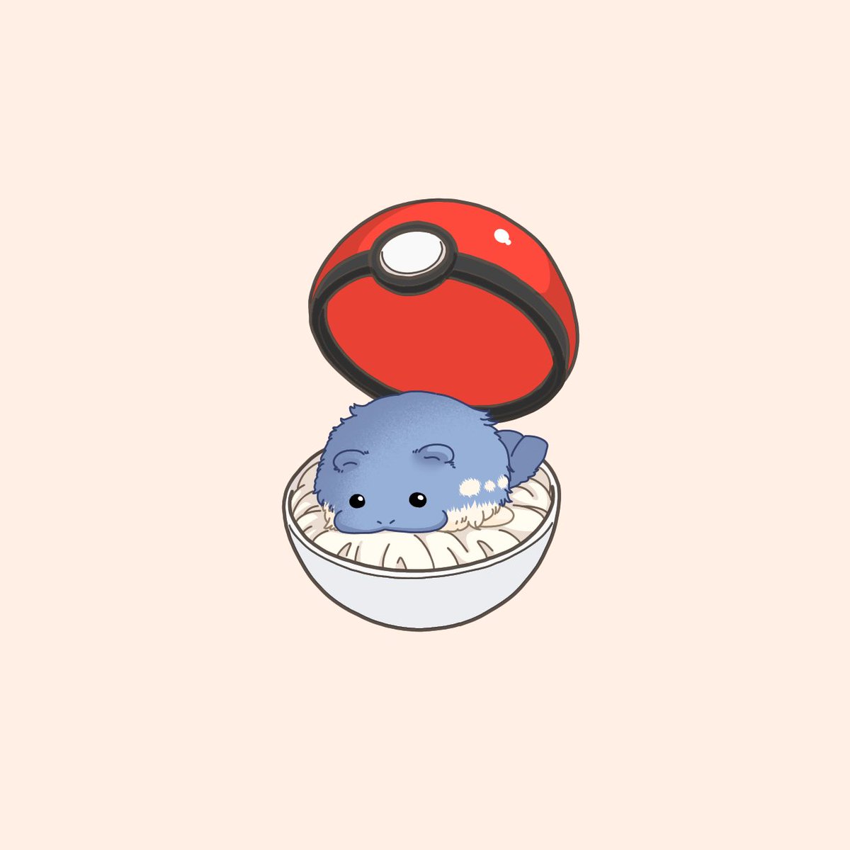モンスターボール型ベッド 赤ちゃんタマザラシ リサパソのイラスト モンスターボール型ベッド 赤ちゃんタマザラシ リサパソのイラスト