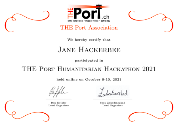 theportatcern's tweet photo. That's a wrap! #THEPort2021 #humanitarian #hackathon now officially closed. Certificates handed to our participants - what a great group of enthusiastic movers &amp; shakers! See you next year - hopefully in person w/o 😷🦠 https://t.co/6vTBI6y1ll