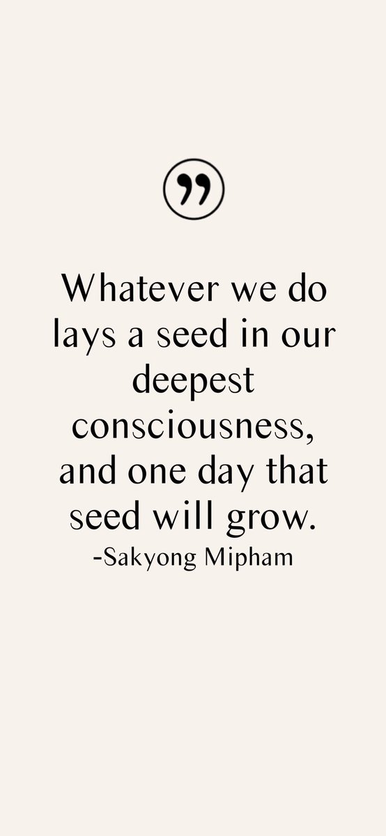 QuotesTaps's tweet photo. Whatever we do lays a seed in our deepest consciousness, and one day that seed will grow.
-Sakyong Mipham 

#Quotes #PositiveQuotes #MotivationalQuotes #Karma #KarmaQuotes https://t.co/ZBVuYI7Pir