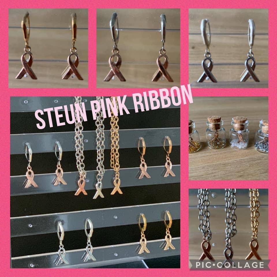 Steun Pink Ribbon. Handmade by Sanne van 10 jaar oud. Per verkocht item doneert Sanne 1,- aan dit goede doel  facebook.com/pg/SanneThijss…