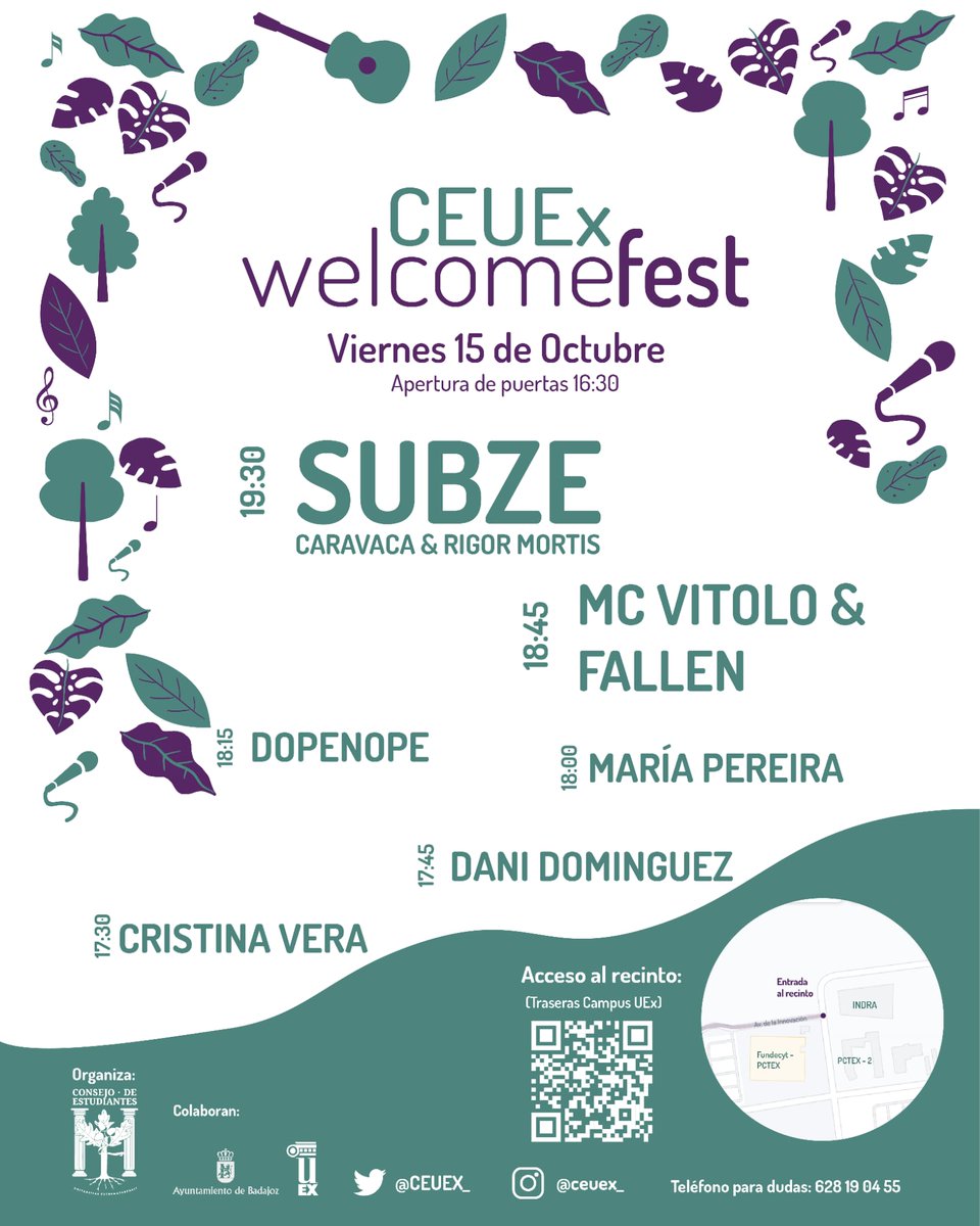 CEUEX_'s tweet image. 🎶🎵 CEUEx WELCOME FEST 🎶🎵

Este viernes, llenamos el campus de #Badajoz de buena música local y además tendremos con nosotros al gran @miguelsubze. ¡Os esperamos! 🥳