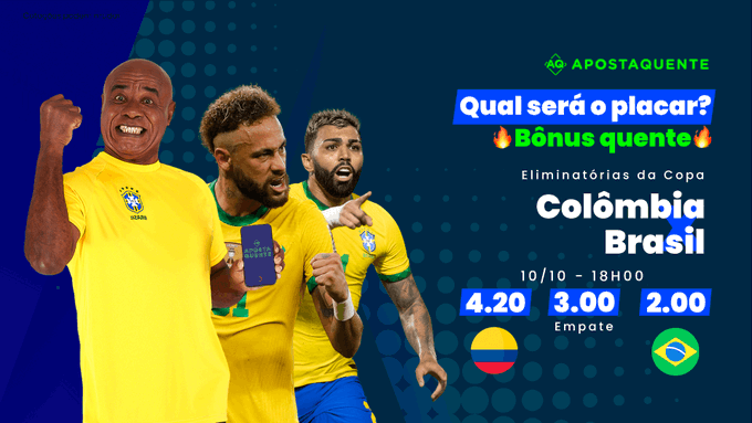 🤑 Domingou com B&Ocirc;NUS QUENTE na &aacute;rea! Acerte o placar do jogo do #Brasil contra a Col&ocirc;mbia e ganhe R$50<a href="/tag/brasil"class="tags"><span>#brasil</span></a><a href="/tag/sintaocalor"class="tags"><span>#sintaocalor</span></a>