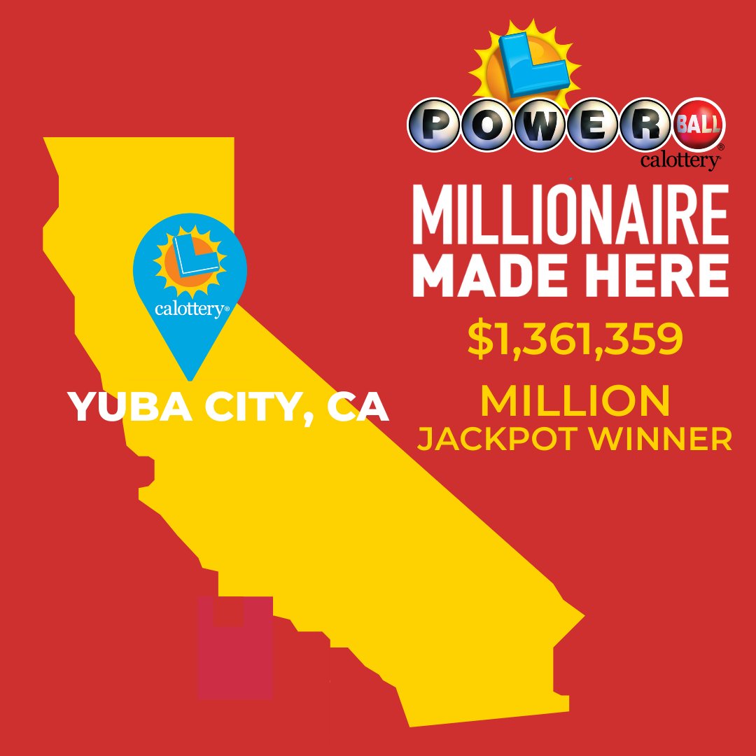 Congrats to one lucky California player from Yuba City, CA who scored BIG by matching 5/5 numbers on the #Powerball draw September 29. The jackpot is now $38 Million. Download the California Lottery official app to find a retailer: https://t.co/AOiaa0qaZD. https://t.co/iKSzKEYguw