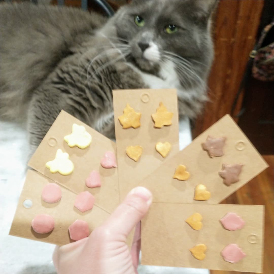 Jessica98409304's tweet photo. Milo says #shopsmall this Christmas!! The cat has to be involved... always. These #polymerclaystuds will be in my #poshboutique today. They are the perfect #Fallaccessory or even a great little #stockingstuffer! https://t.co/S3MLSvTueB