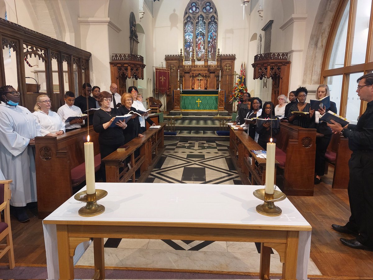 GraysParishCofE's tweet photo. Fantastic to see our church choir returning after 19 months absence. Big sort out of choir robes required as our children and young people have strangely grown over the past year and a half! Next Sunday the robes will appear as well. https://t.co/eAEZsFHlw3