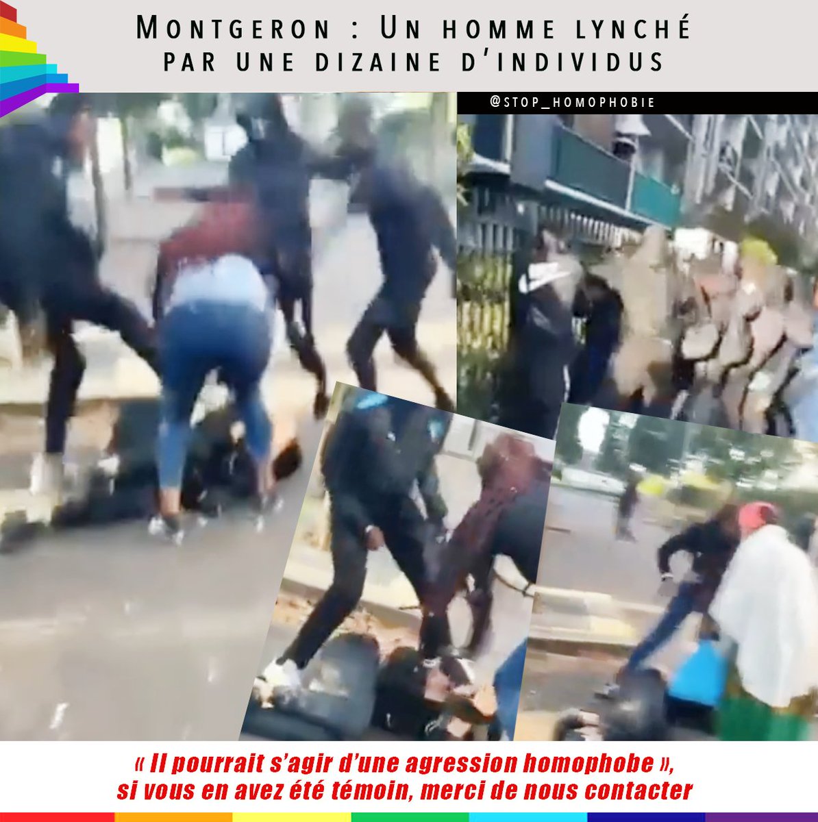 stop_homophobie's tweet photo. Un homme sauvagement roué de coups par une dizaine d’individus, probablement dans le quartier de La Forêt à #Montgeron (Essonne). Il pourrait s’agir d’une agression homophobe mais aucune plainte n’ayant été déposée la police n'a pas non plus d'information https://t.co/roSQiBDMm8