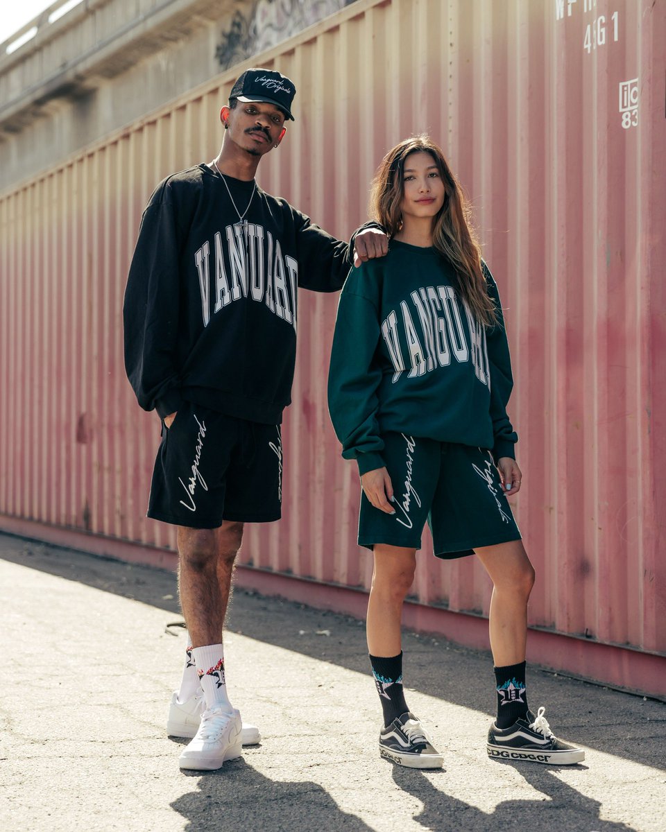 VGxOG's tweet photo. TY for a crazy drop yesterday. Just a reminder we have opened up pre-orders (please allow 2-3 weeks) &amp; today is the last day for the crewnecks. Caps are also sold out. We have a small quantity of shorts left in both colors. You know what to do if you want em! 🙏🙏🙏🙏 https://t.co/5gk2lqy45I