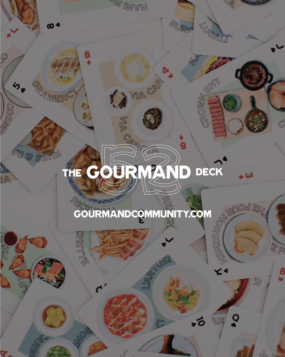 Support your favorite restaurants with the Gourmand 52 Deck, playing cards featuring original, hand-drawn illustrations of New York City’s most iconic restaurant dishes available tomorrow! 15% of proceeds got to support <a href="/roar_ny/">ROAR</a>