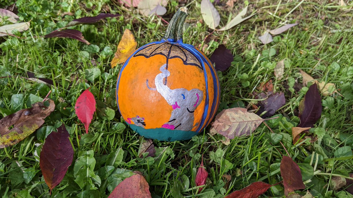 StoriesByStephM's tweet photo. The front of my painted pumpkin π¨ π π #HappyFall2021 https://t.co/SgnFUcTuTh