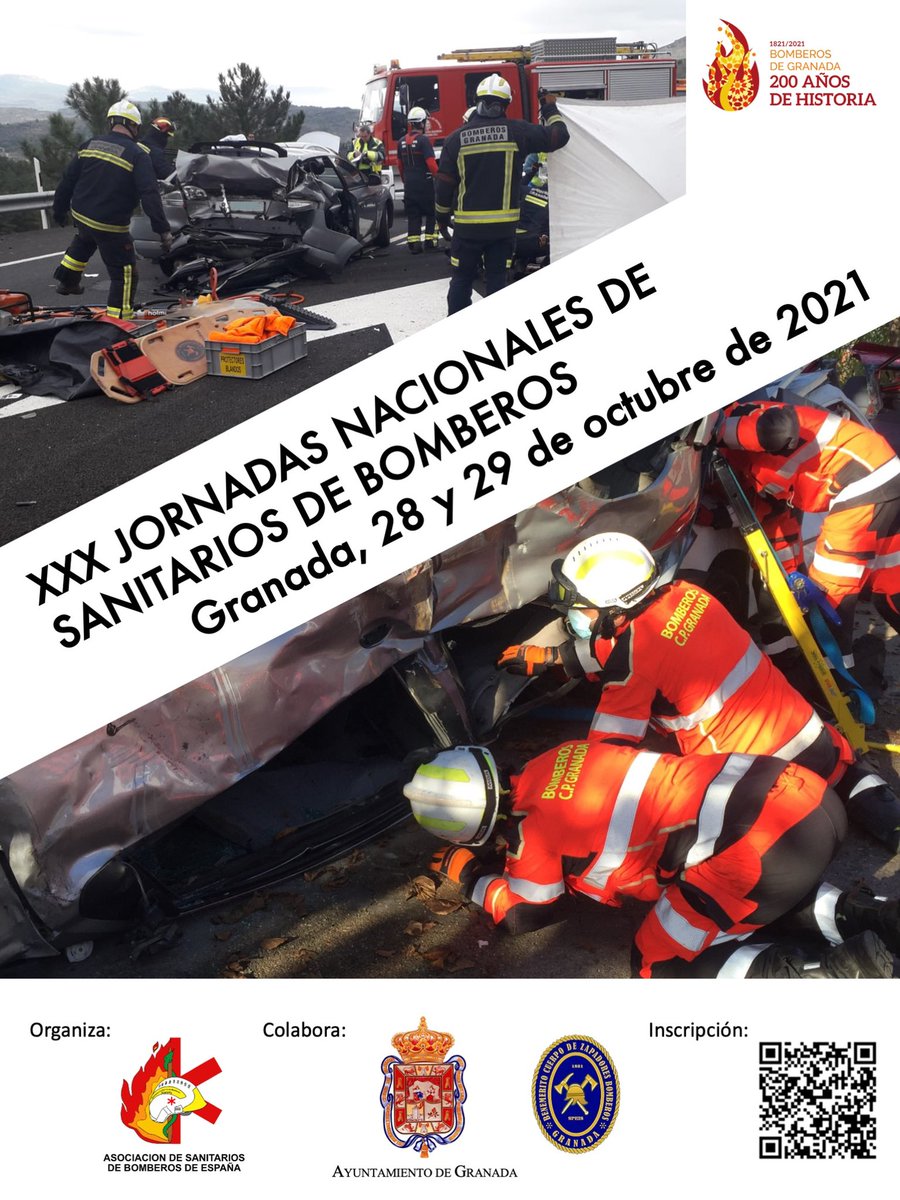 SanitariosBomb's tweet photo. Recordad que esta abierto el plazo de inscripción a las XXX Jornadas Nacionales de Sanitarios de Bomberos. Este año las celebramos en Granada, los días 28 y 29 de octubre. Tenéis toda la información en nuestra web https://t.co/5M1qOVEDkm No lo dejéis para el último momento! https://t.co/iTMwkWpxzR
