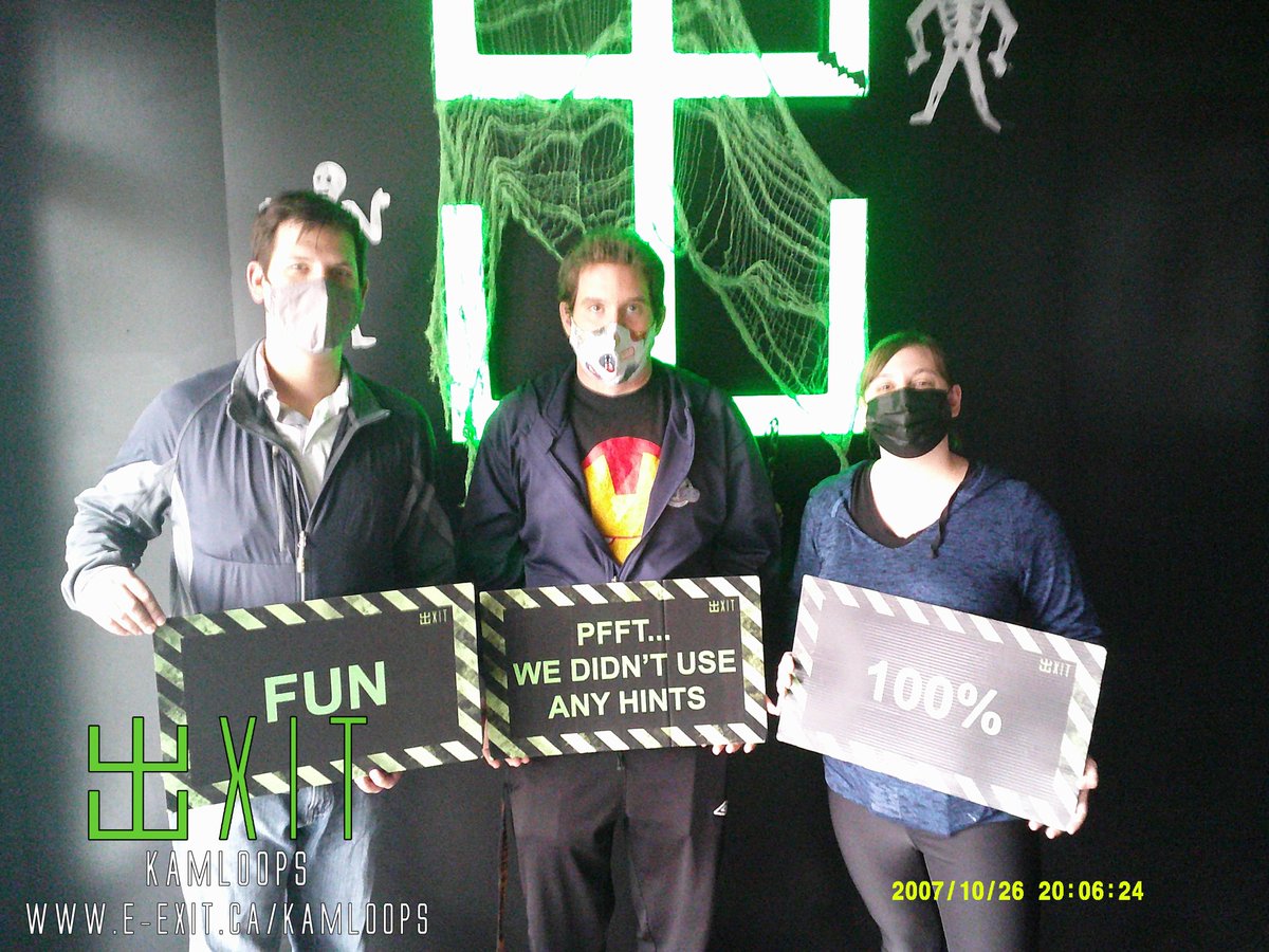 exitkamloops's tweet image. Here’s some of our awesome escapee’s from Oct 2nd- Oct 9th. Many failed and many succeeded! Test your wits today! #ExitKamloops #kamloopsescapegames
facebook.com/media/set/?set…