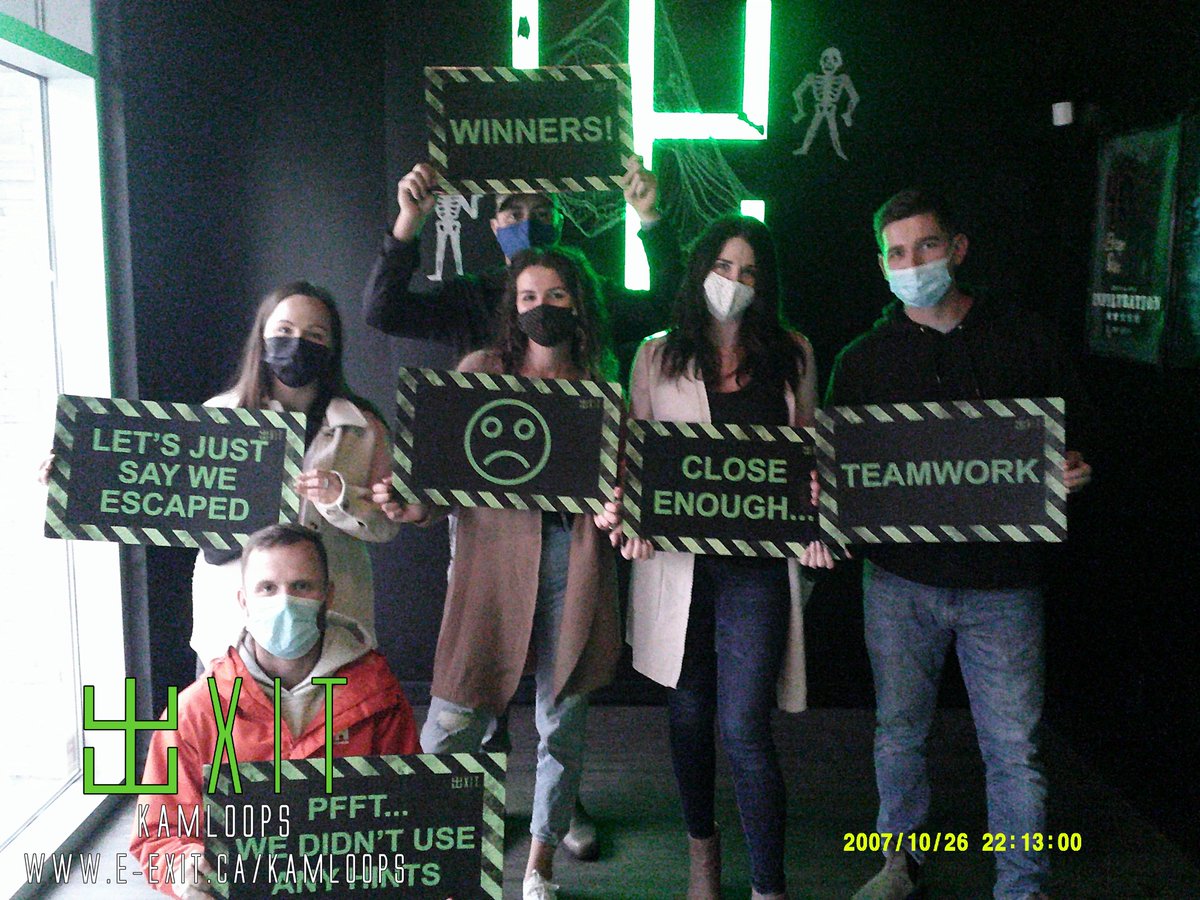 exitkamloops's tweet image. Here’s some of our awesome escapee’s from Oct 2nd- Oct 9th. Many failed and many succeeded! Test your wits today! #ExitKamloops #kamloopsescapegames
facebook.com/media/set/?set…