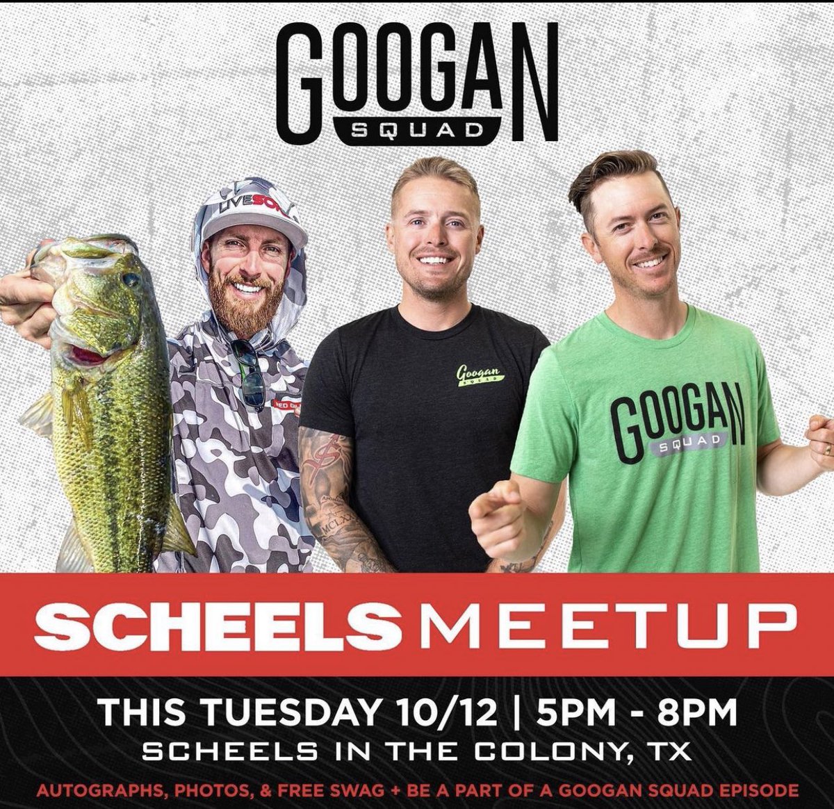googan_squad's tweet photo. Whatβs up Squad? Thereβs a Googan Meetup this Tuesday! The @CatchCompany bass mobile will be there too! Come grab an autograph and a photo and have the possibility to be in a Googan Squad video! #GooganSquad https://t.co/1kzfYZuSKr