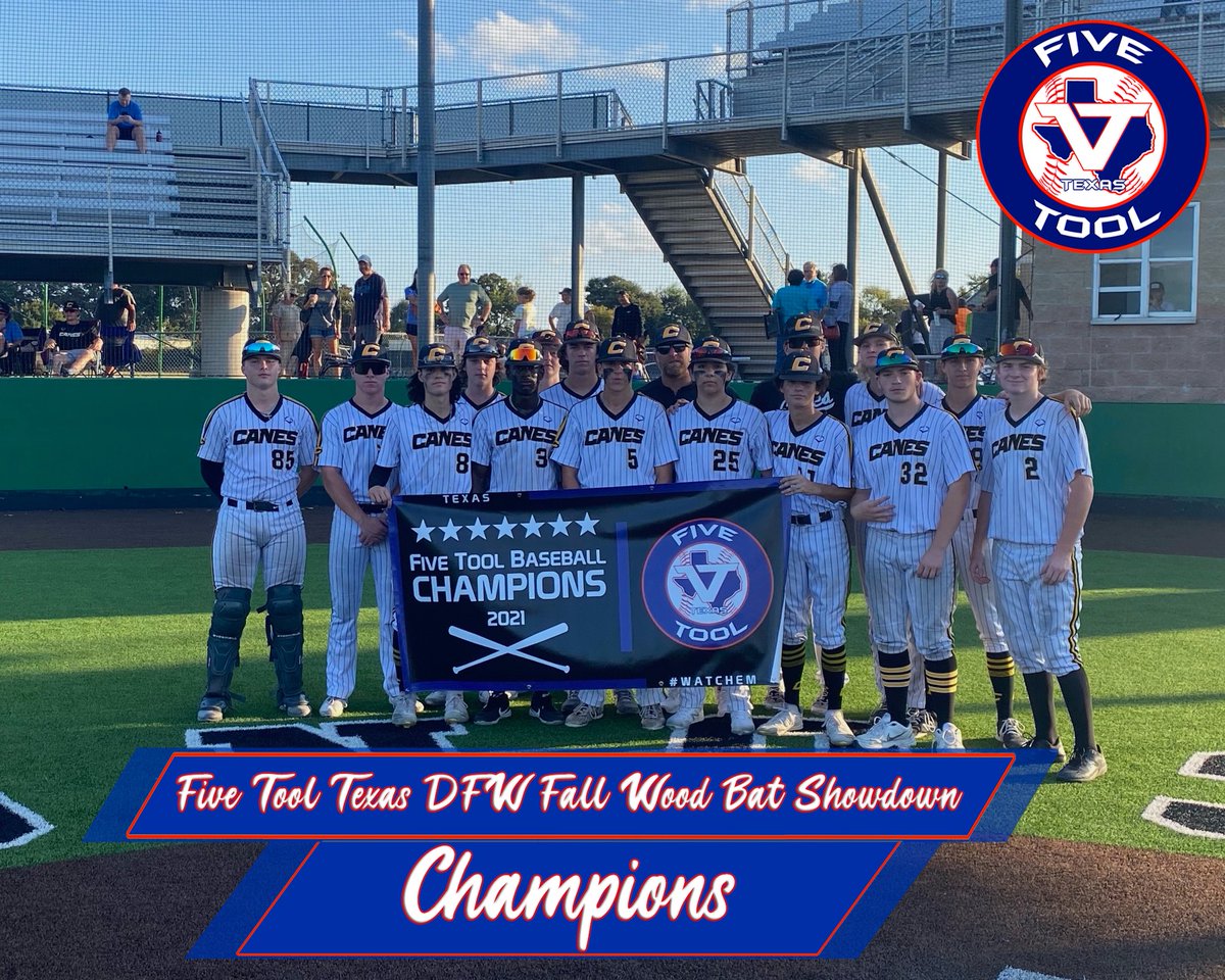 FiveToolTexas's tweet image. 🏆 Champions 🏆

Congrats to @TheCanesSW 2023 Wallace on winning the 17U Championship of the @FiveTool Texas DFW Fall Wood Bat Showdown.

#WatchEm