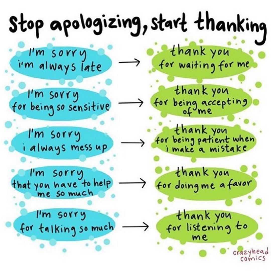 Stop apologizing, start thanking...
#mindfulness

Image: Instagram
