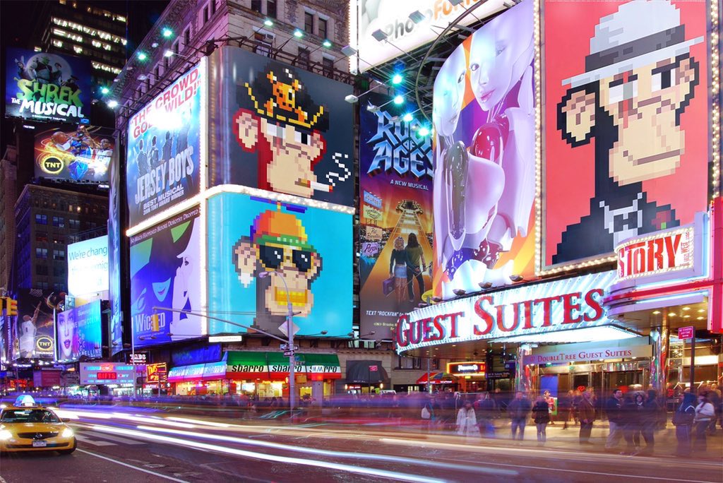 NYC Time Square Billboard‼️

It’s official we are taking over NYC in ~2 weeks we will be live! We are selecting 25 apes to be displayed! 

How to enter: 
1. Comment the ape you want displayed
2. LIKE &amp; RT
3. Tag 3 friends who need an ape

Contest ends in 24 hours🚨#ApeGang