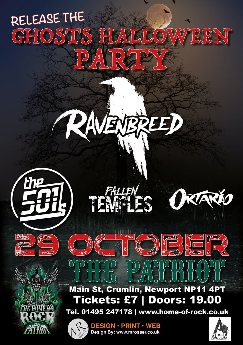 ravenbreed's tweet image. #RAVENBREED are #headlining at the @PatriotHomeOfR1 on Friday 29th October! 🤘

Joining us on the night is @FallenTemples , @The501sMusic &amp;amp; @officialortario ✌

TIX: bit.ly/3DkEpcC

Grab your ticket and we’ll see you down the front 🔥

@AlphaBandMgmt @WDFD_Records