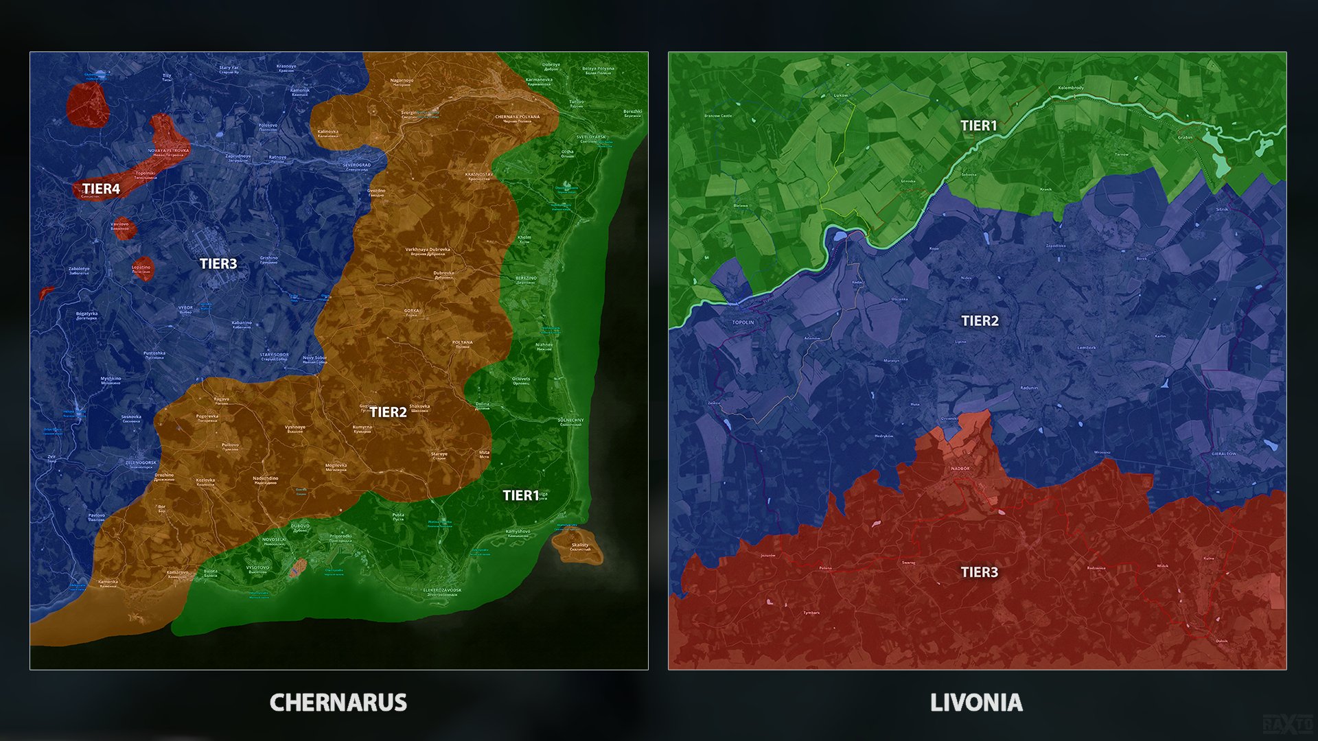 All DayZ Toxic Zone Map Locations on Chernarus and Livonia