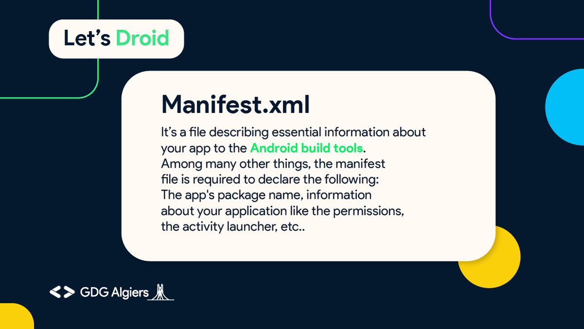 GDG_Algiers's tweet photo. In the first week of Let's Droid, our team has prepared some valuable information!
We will discuss first the different tools and concepts of Android development.
Don't miss our rich content.
#gdg #wtm #gdg_Algiers #wtm_Algiers #dev #lets_droid https://t.co/lKo8hdlJw8