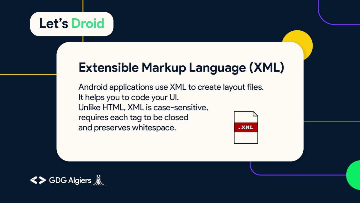 GDG_Algiers's tweet photo. In the first week of Let's Droid, our team has prepared some valuable information!
We will discuss first the different tools and concepts of Android development.
Don't miss our rich content.
#gdg #wtm #gdg_Algiers #wtm_Algiers #dev #lets_droid https://t.co/lKo8hdlJw8