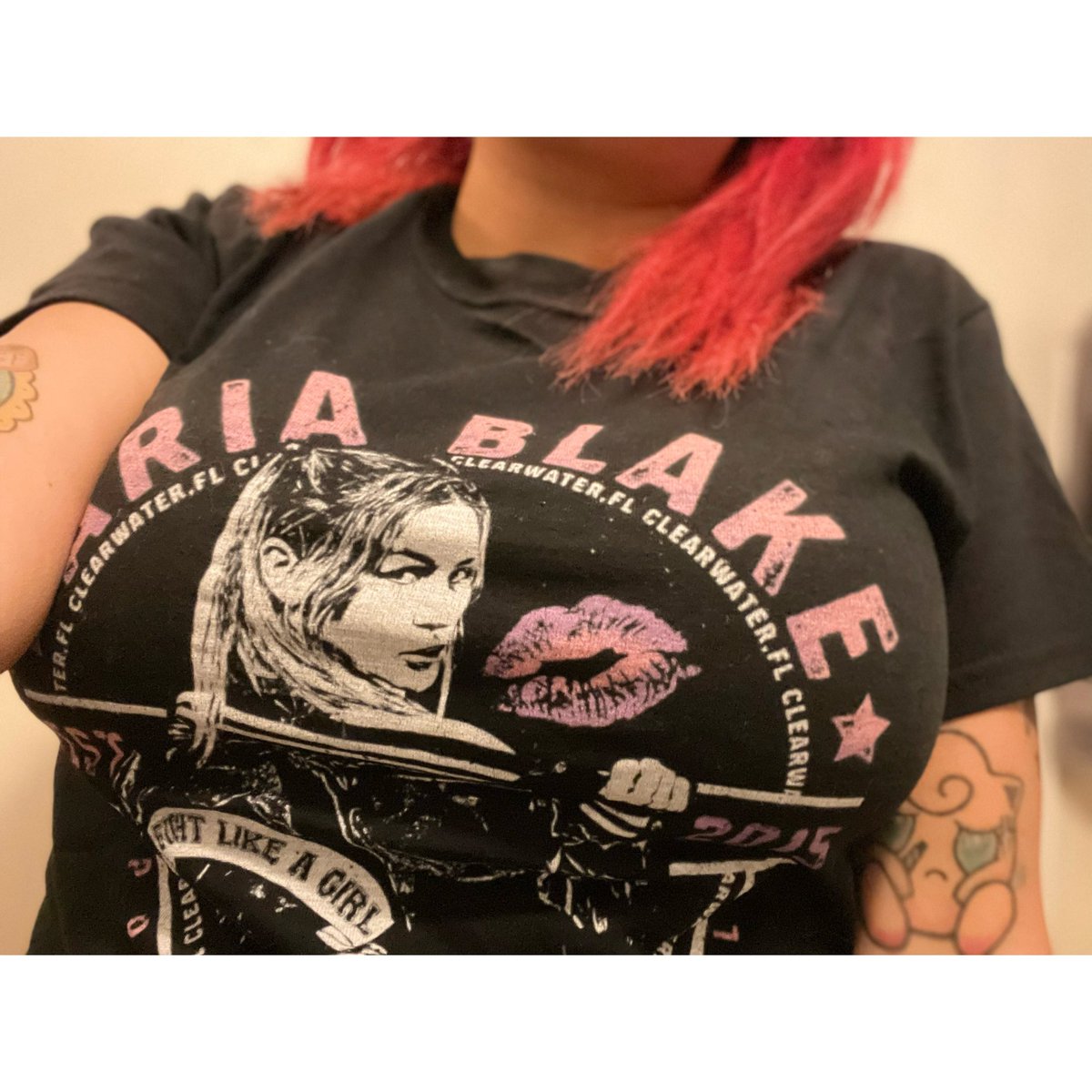 DanielsAmigos's tweet photo. I took these yesterday. Lame face, cool shirt. @ImAriaBlake Hope you’re all having a good day! https://t.co/wU7Wc4qOPb