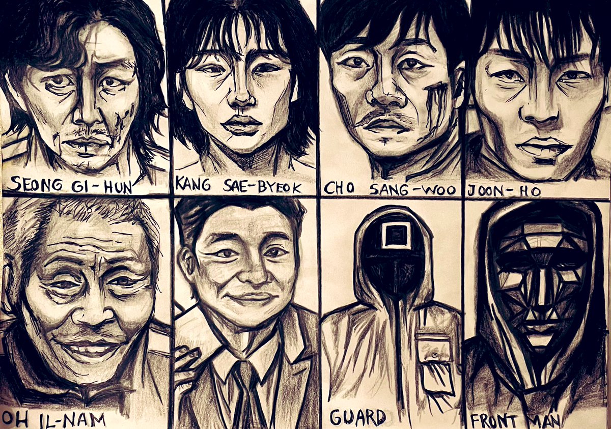 My daughter drawing the cast of Squid Game ❤️ #SquidGame