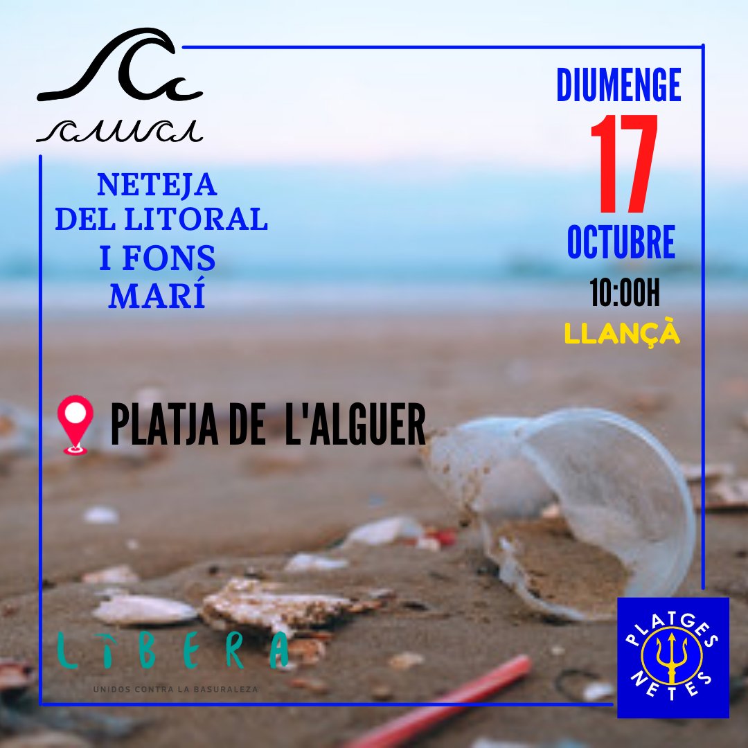 Proper diumenge 17 tornem a netejar el nostre entorn, uneix-te #basuraleza #proyectolibera #heroeslibera #medioambiente #seobirdlife #vigilantesmarinos #aebam #surfrider #voluntariatambiental #greenpeacecatalunya #wwfbarcelona #somplatja #stopbasuraleza #AMarproject